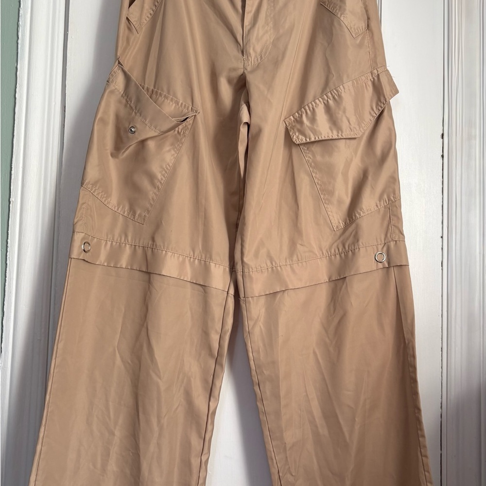 YMI High Rise Wide Leg Beige Utility Adjustable Hem Cargo Pants,Sz: 1